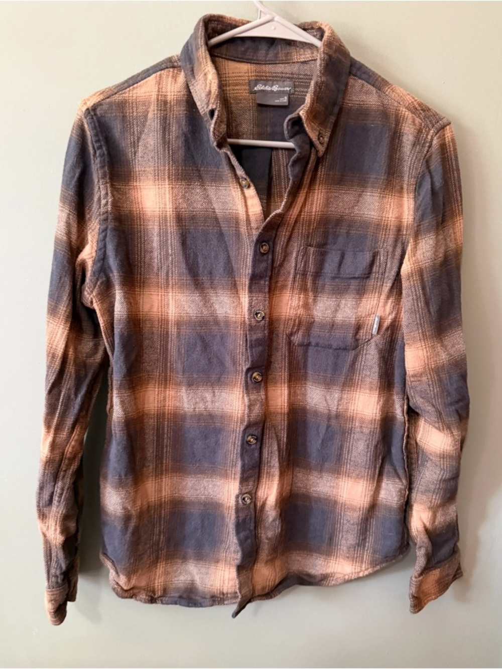 Eddie Bauer Brown and Blue Plaid Button-Up Shirt